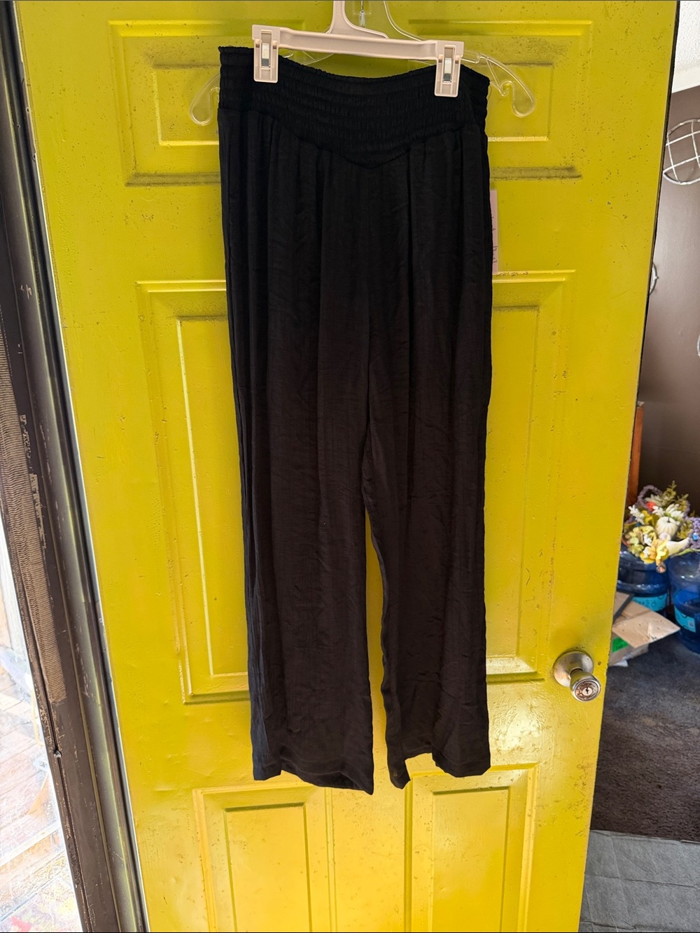 Nanette Lepore Black Wide-Leg Smocked Waist Pants